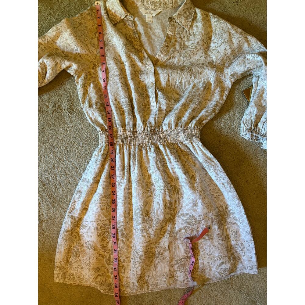 LILLY PULITZER Abralynn 100% Linen Shirtdress Sand Bar Palm Beach Paradise 12 - Picture 15 of 15